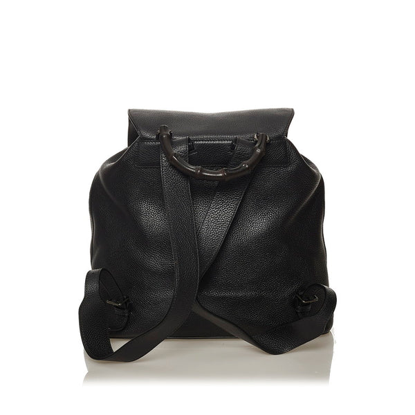 グッチ バンブー リュック バックパック 387097 ブラック レザー レディース GUCCI 【中古】