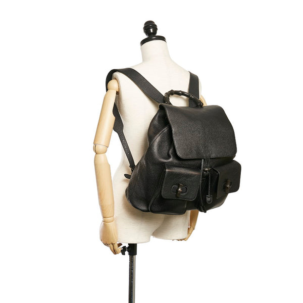 グッチ バンブー リュック バックパック 387097 ブラック レザー レディース GUCCI 【中古】