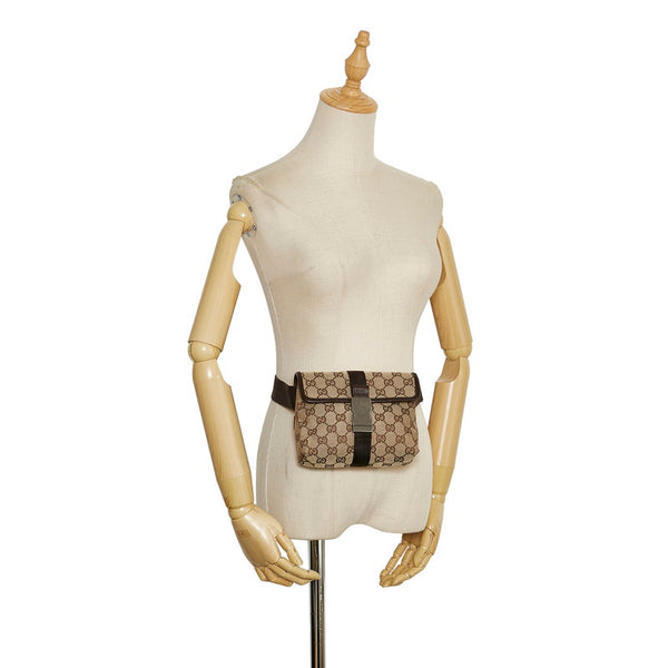 グッチ GGキャンバス ショルダーバッグ 131236 ベージュ ブラウン キャンバス レザー レディース GUCCI 【中古】