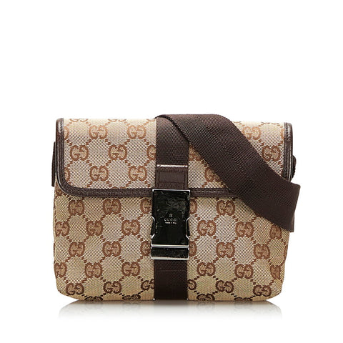 グッチ GGキャンバス ショルダーバッグ 131236 ベージュ ブラウン キャンバス レザー レディース GUCCI 【中古】