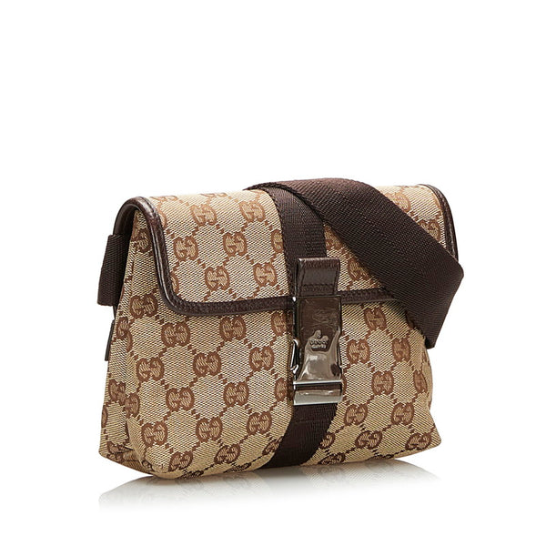 グッチ GGキャンバス ショルダーバッグ 131236 ベージュ ブラウン キャンバス レザー レディース GUCCI 【中古】