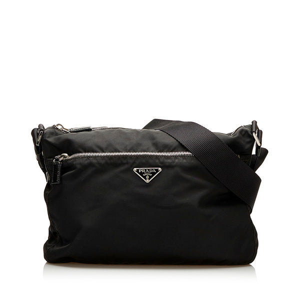 プラダ 斜め掛け ショルダーバッグ ブラック ナイロン レザー レディース PRADA 【中古】