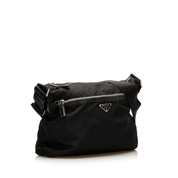 プラダ 斜め掛け ショルダーバッグ ブラック ナイロン レザー レディース PRADA 【中古】