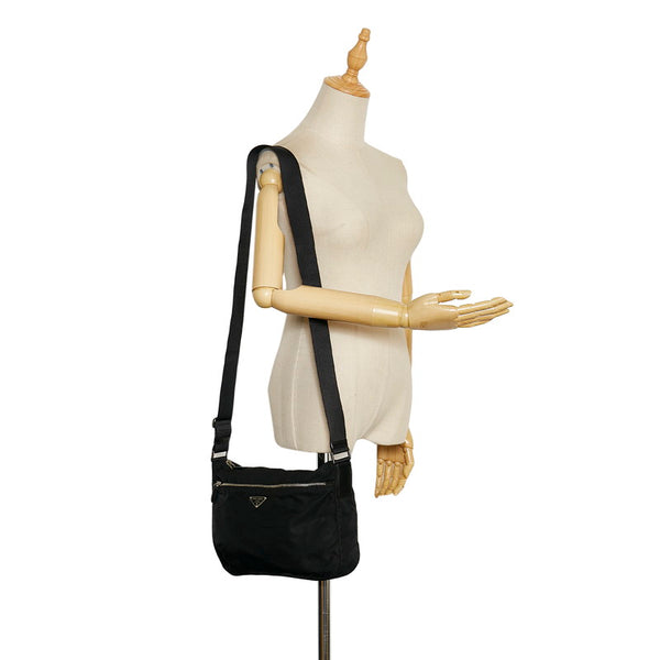 プラダ 斜め掛け ショルダーバッグ ブラック ナイロン レザー レディース PRADA 【中古】
