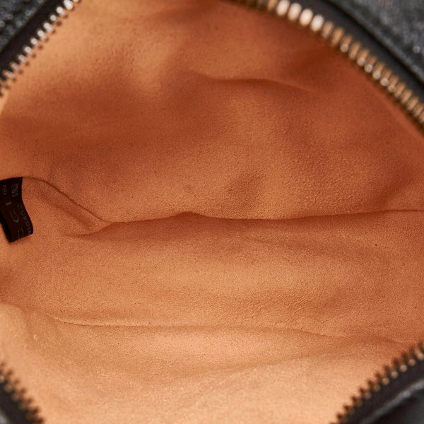 グッチ GGマーモント ラウンド ミニ ショルダーバッグ 550154 ブラック ベージュ レザー レディース GUCCI 【中古】