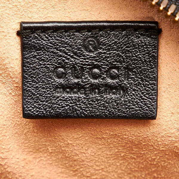 グッチ GGマーモント ラウンド ミニ ショルダーバッグ 550154 ブラック ベージュ レザー レディース GUCCI 【中古】