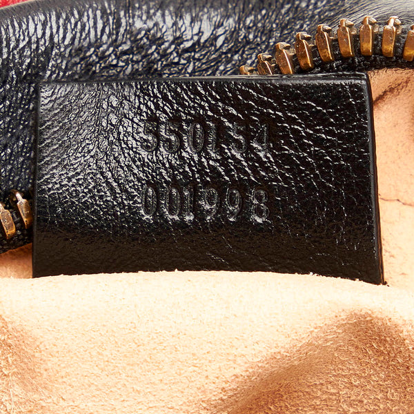 グッチ GGマーモント ラウンド ミニ ショルダーバッグ 550154 ブラック ベージュ レザー レディース GUCCI 【中古】