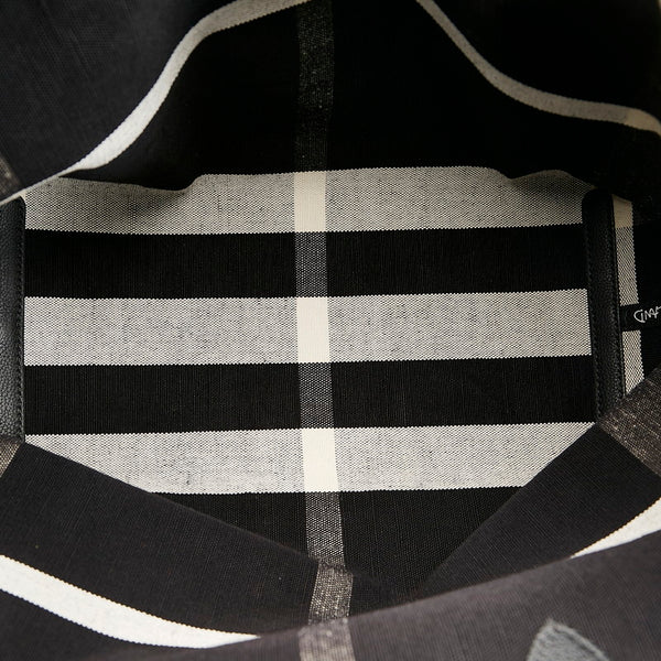 バーバリー ドゥードル リバーシブル トートバッグ ハンドバッグ ブラック マルチカラー キャンバス レザー レディース BURBERRY 【中古】