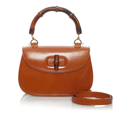 グッチ バンブー ハンドバッグ ショルダーバッグ２WAY ブラウン レザー レディース GUCCI 【中古】
