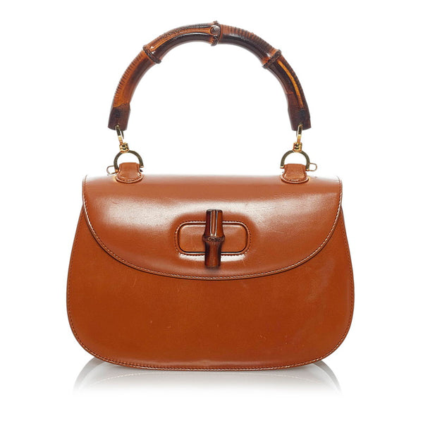 グッチ バンブー ハンドバッグ ショルダーバッグ２WAY ブラウン レザー レディース GUCCI 【中古】