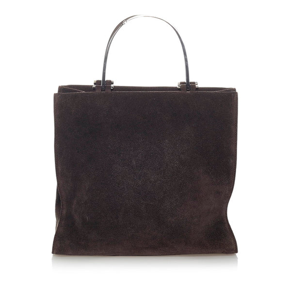 グッチ ハンドバッグ 002 1025 ダークブラウン スウェード メタル レディース GUCCI 【中古】