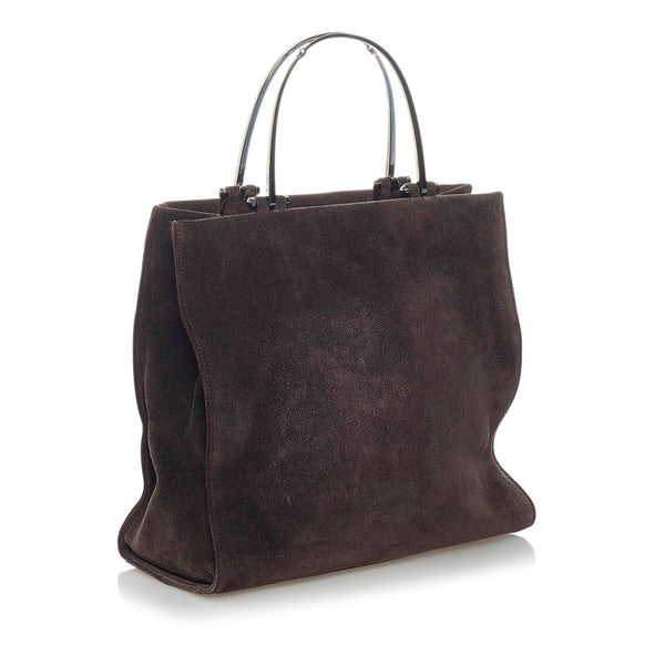 グッチ ハンドバッグ 002 1025 ダークブラウン スウェード メタル レディース GUCCI 【中古】