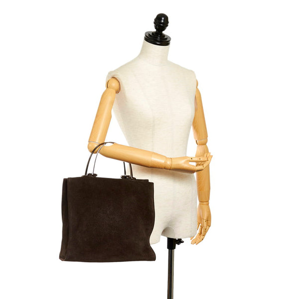 グッチ ハンドバッグ 002 1025 ダークブラウン スウェード メタル レディース GUCCI 【中古】