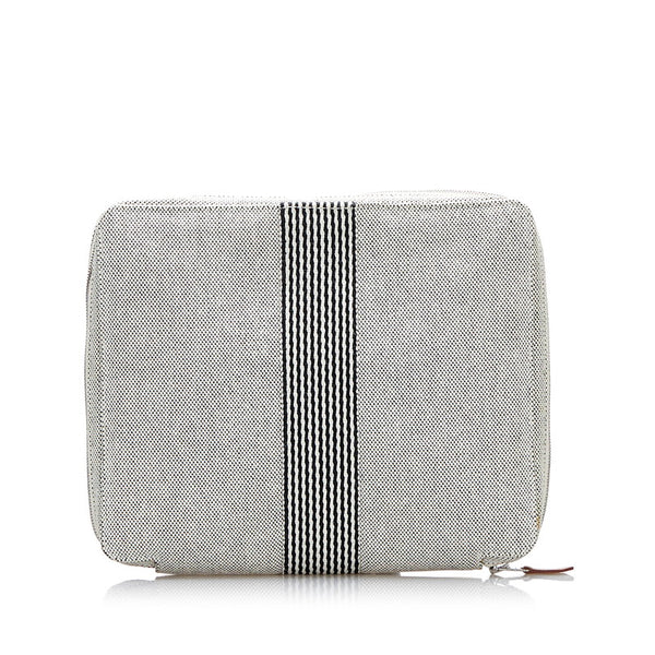 エルメス ニューフールトゥ ポーチ トラベルケース ライトグレー キャンバス レディース HERMES 【中古】