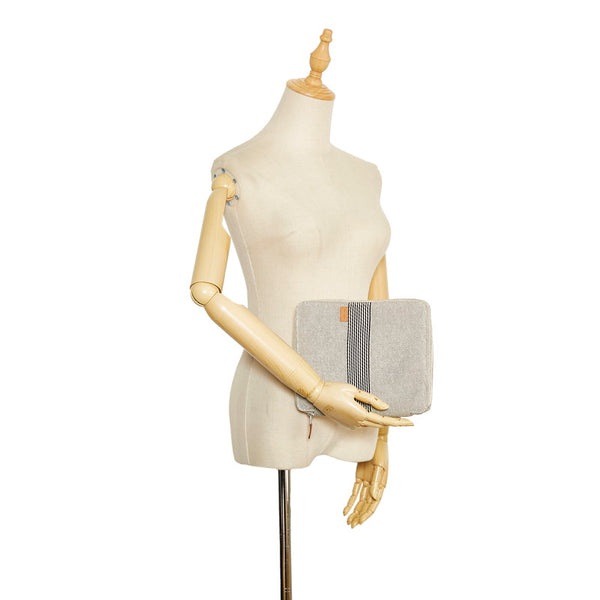 エルメス ニューフールトゥ ポーチ トラベルケース ライトグレー キャンバス レディース HERMES 【中古】