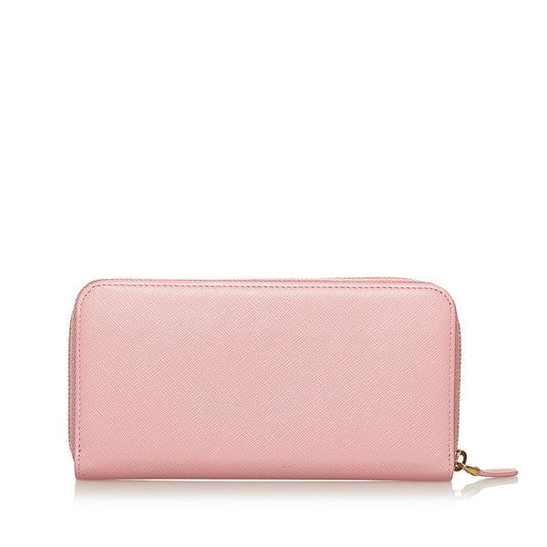 プラダ 1ML506 ピンク サフィアーノ ラウンドファスナー 長財布 レディース PRADA 【中古】