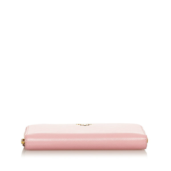 プラダ 1ML506 ピンク サフィアーノ ラウンドファスナー 長財布 レディース PRADA 【中古】