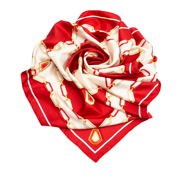 カルティエ レッド シルク スカーフ レディース CARTIER 【中古】