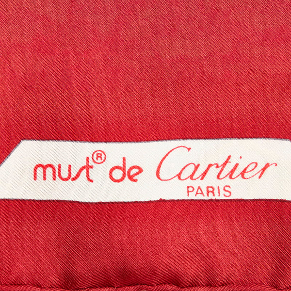 カルティエ レッド シルク スカーフ レディース CARTIER 【中古】