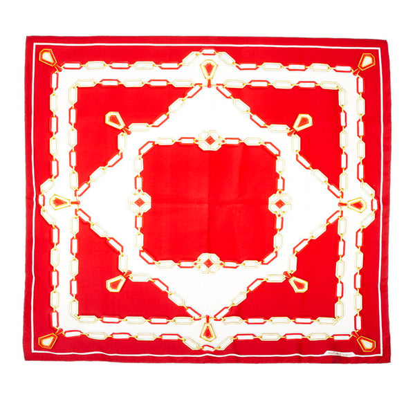 カルティエ レッド シルク スカーフ レディース CARTIER 【中古】
