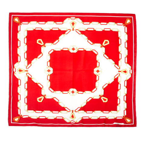 カルティエ レッド シルク スカーフ レディース CARTIER 【中古】