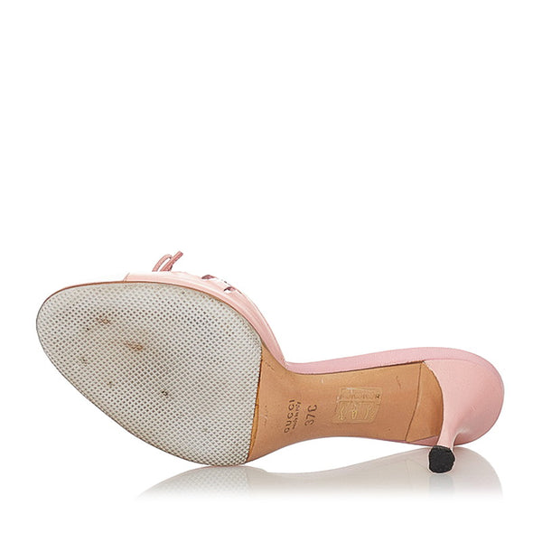 グッチ ピンク レザー パンプス レディース GUCCI 【中古】