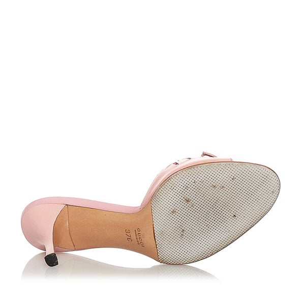 グッチ ピンク レザー パンプス レディース GUCCI 【中古】