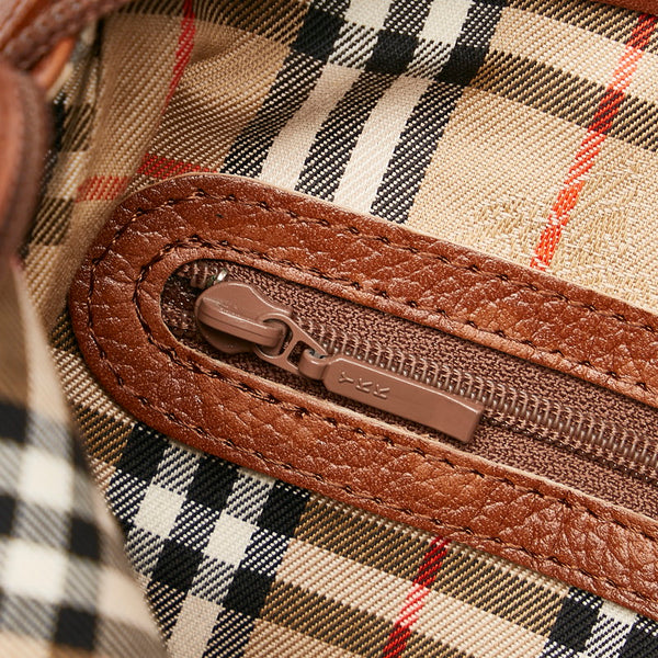 バーバリー ノバチェック シャドーホース ショルダーバッグ ブラウン レザー レディース BURBERRY 【中古】