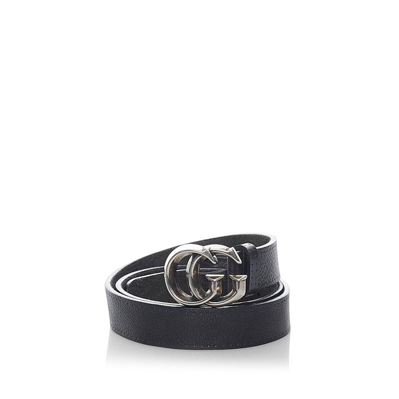 グッチ GGバックル ダブルG ベルト 245859 ブラック シルバー レザー メンズ GUCCI 【中古】