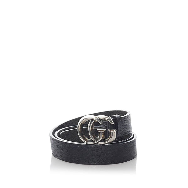 グッチ GGバックル ダブルG ベルト 245859 ブラック シルバー レザー メンズ GUCCI 【中古】