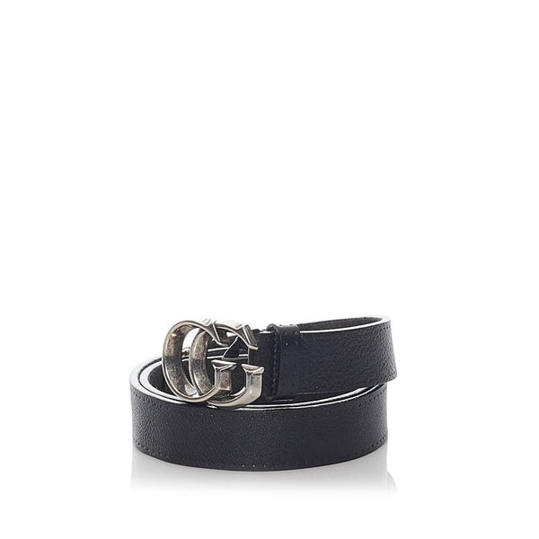 グッチ GGバックル ダブルG ベルト 245859 ブラック シルバー レザー メンズ GUCCI 【中古】