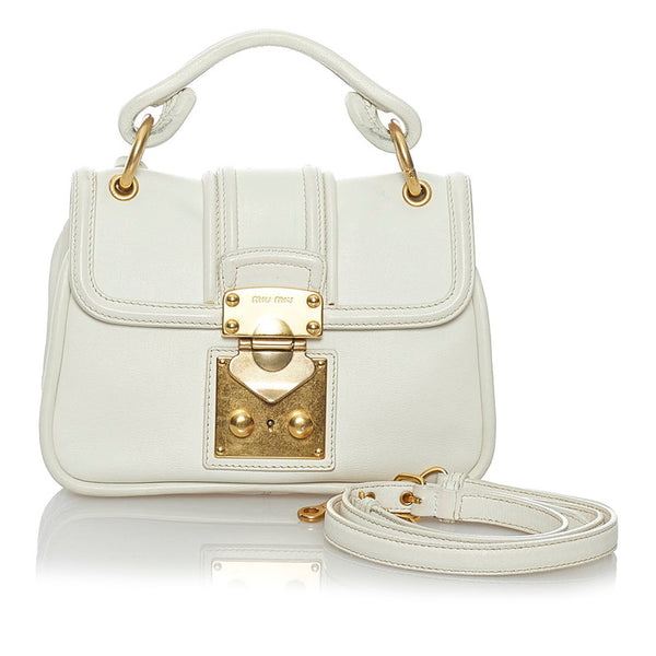 ミュウミュウ ハンドバッグ ショルダーバッグ 2WAY ホワイト レザー レディース MIUMIU 【中古】