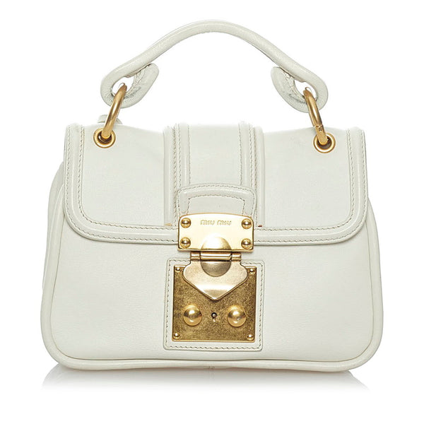 ミュウミュウ ハンドバッグ ショルダーバッグ 2WAY ホワイト レザー レディース MIUMIU 【中古】