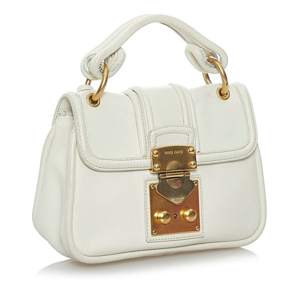 ミュウミュウ ハンドバッグ ショルダーバッグ 2WAY ホワイト レザー レディース MIUMIU 【中古】