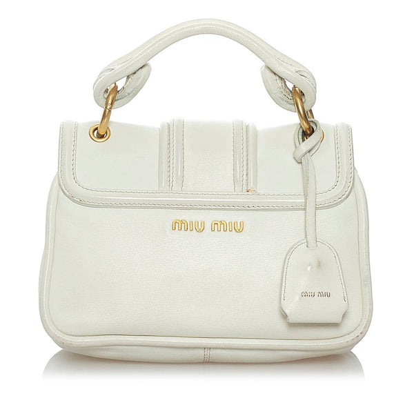 ミュウミュウ ハンドバッグ ショルダーバッグ 2WAY ホワイト レザー レディース MIUMIU 【中古】