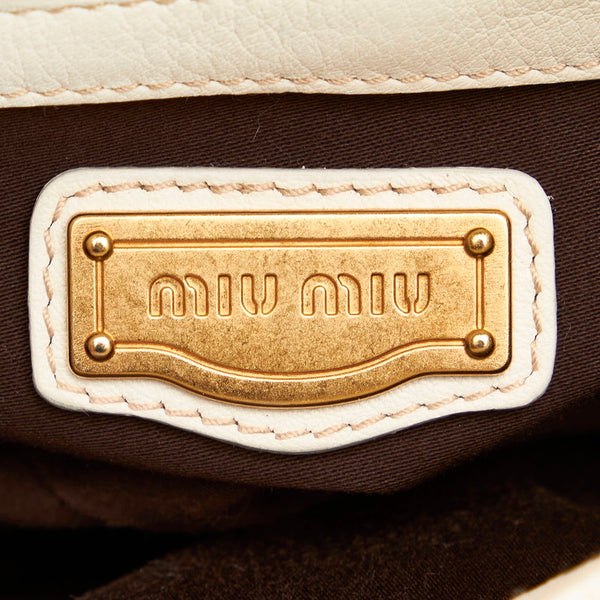 ミュウミュウ ハンドバッグ ショルダーバッグ 2WAY ホワイト レザー レディース MIUMIU 【中古】