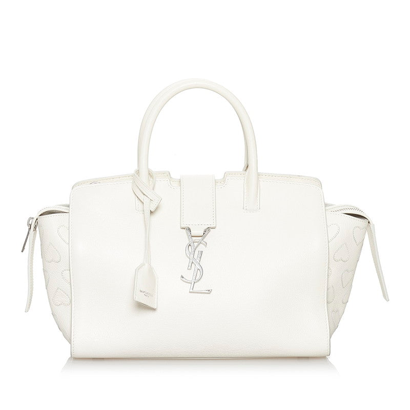 サンローラン ベビー ダウンタウンカバス ハート オフホワイト レザー ハンドバッグ レディース SAINT LAURENT 【中古】