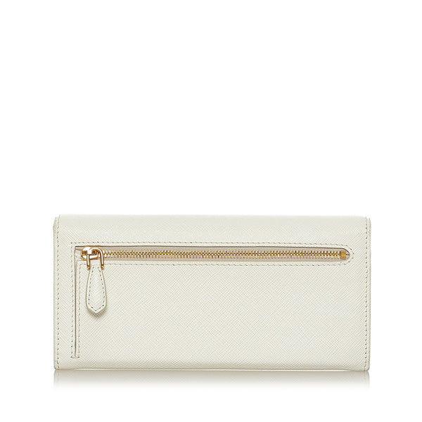 プラダ サフィアーノ 1MH132 オフホワイト レザー 長財布 レディース PRADA 【中古】