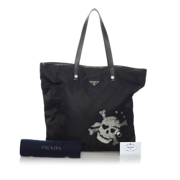 プラダ スカル VA832T ブラック ナイロン レザー トートバッグ メンズ PRADA 【中古】