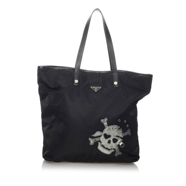 プラダ スカル VA832T ブラック ナイロン レザー トートバッグ メンズ PRADA 【中古】