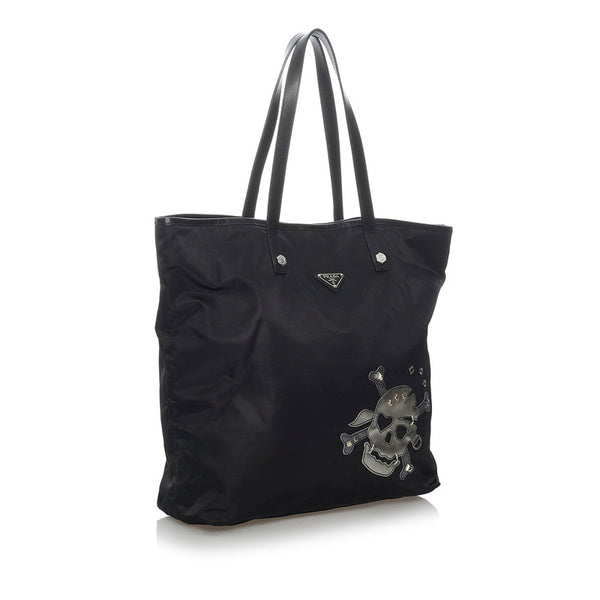 プラダ スカル VA832T ブラック ナイロン レザー トートバッグ メンズ PRADA 【中古】