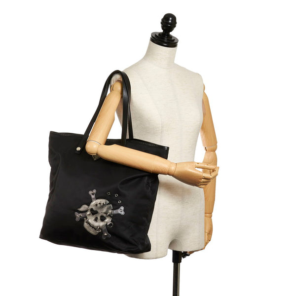 プラダ スカル VA832T ブラック ナイロン レザー トートバッグ メンズ PRADA 【中古】