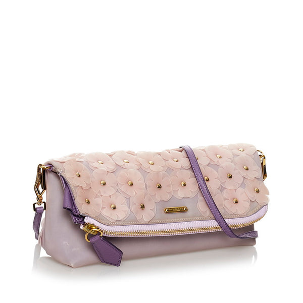 バーバリー フラワー セカンドバッグ ショルダーバッグ 2WAY ライトパープル ビニール レザー レディース BURBERRY 【中古】