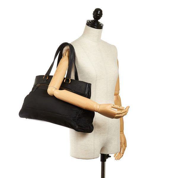 プラダ ショルダーバッグ ブラック ナイロン レザー レディース PRADA 【中古】