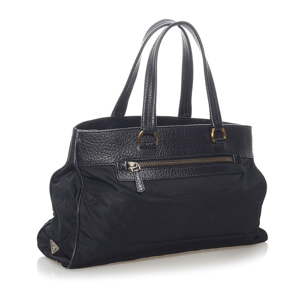 プラダ ショルダーバッグ ブラック ナイロン レザー レディース PRADA 【中古】