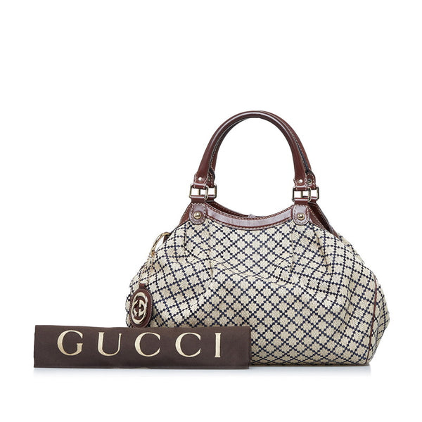 グッチ ディアマンテ スーキー トートバッグ ショルダーバッグ 211944 ベージュ ブラウン キャンバス レザー レディース GUCCI 【中古】