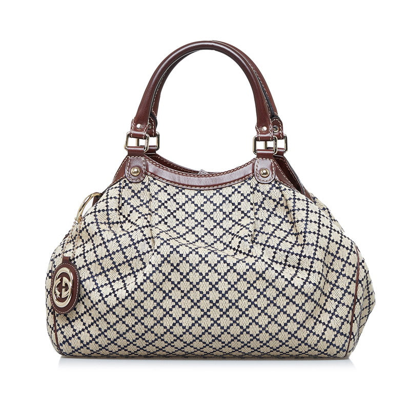 グッチ ディアマンテ スーキー トートバッグ ショルダーバッグ 211944 ベージュ ブラウン キャンバス レザー レディース GUCCI 【中古】