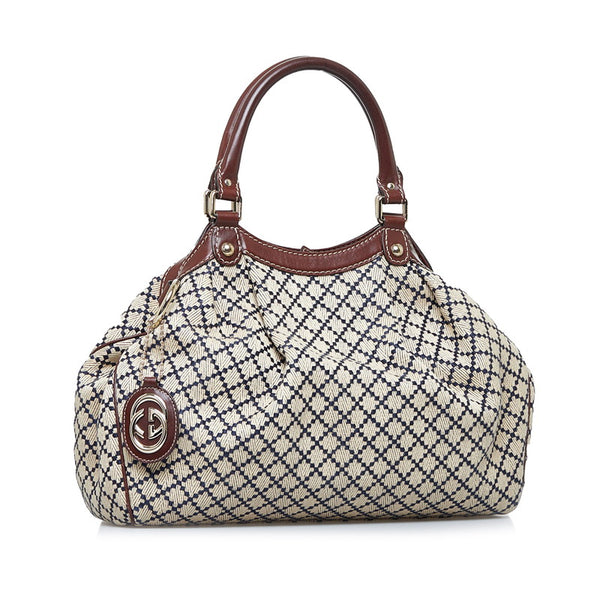 グッチ ディアマンテ スーキー トートバッグ ショルダーバッグ 211944 ベージュ ブラウン キャンバス レザー レディース GUCCI 【中古】