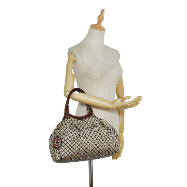 グッチ ディアマンテ スーキー トートバッグ ショルダーバッグ 211944 ベージュ ブラウン キャンバス レザー レディース GUCCI 【中古】