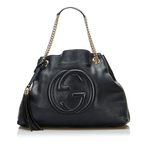 グッチ スーキー  ソーホー  チェーン ショルダーバッグ 308982 ブラック レザー レディース GUCCI 【中古】